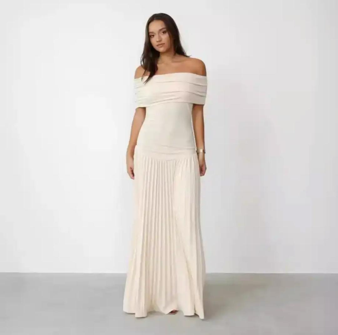 Femi Offshoulder Pleated Maxi Dress