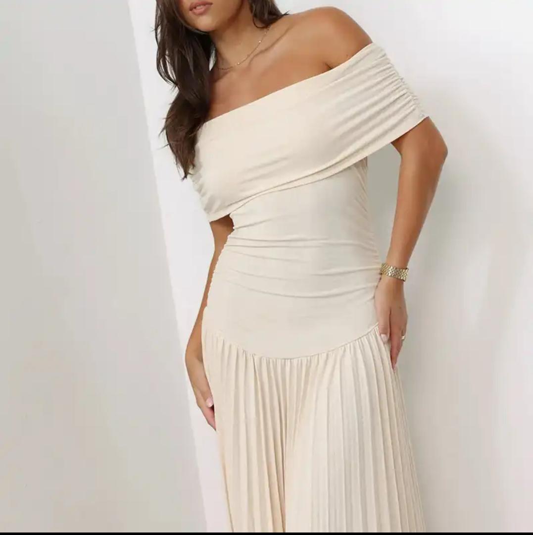 Femi Offshoulder Pleated Maxi Dress