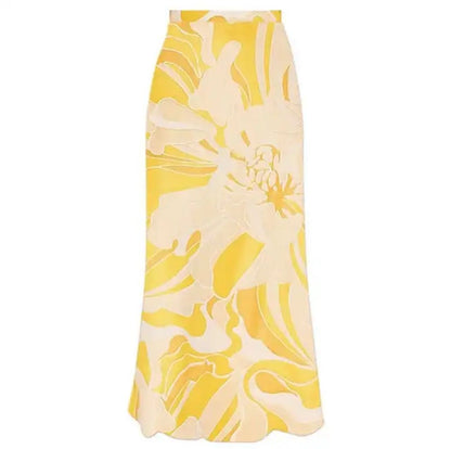 Liana Swimsuit With Sarong Skirt In Yellow