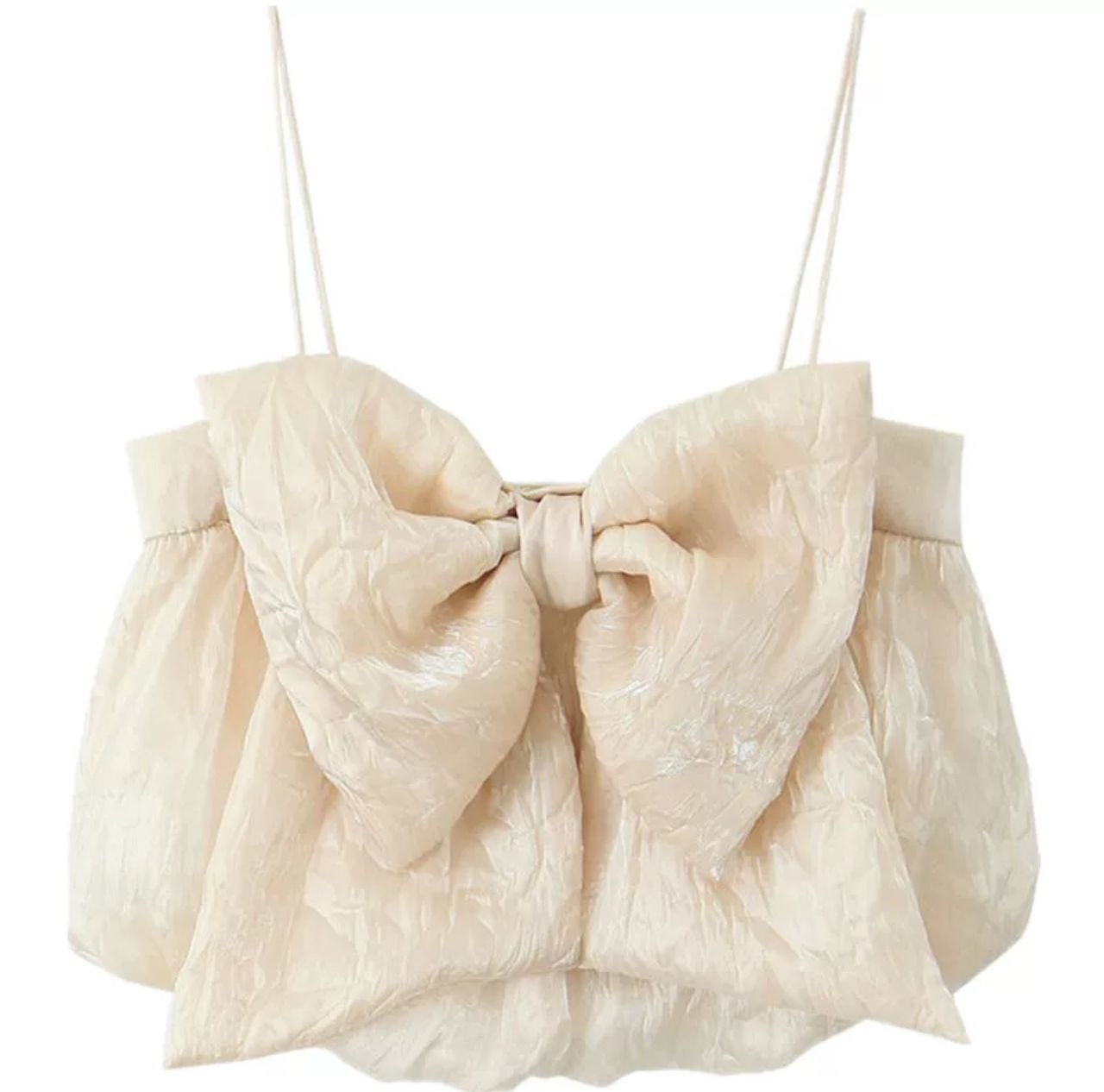 Sama Bow Crop Top In Beige