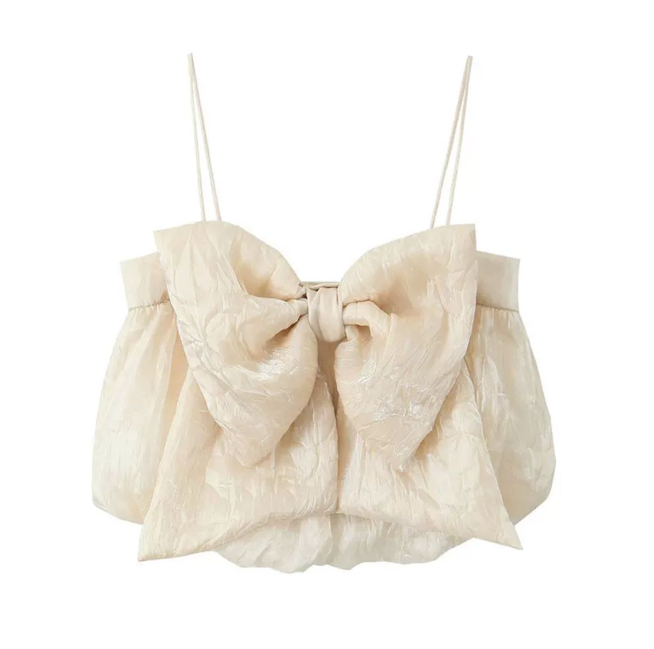Sama Bow Crop Top In Beige