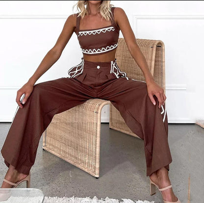 Flora Statement Summer Coord Set In Brown