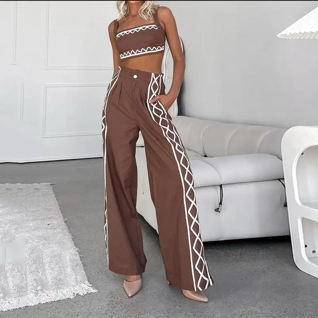 Flora Statement Summer Coord Set In Brown