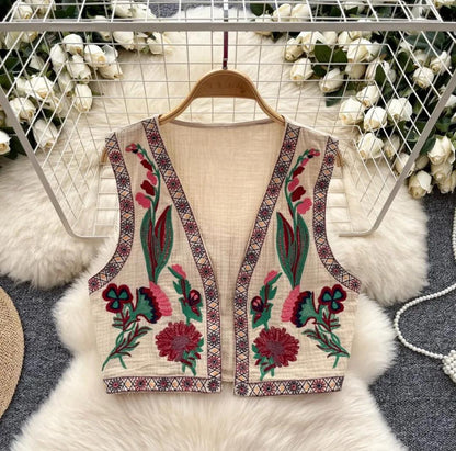 Cari Statement Vest Top In Beige