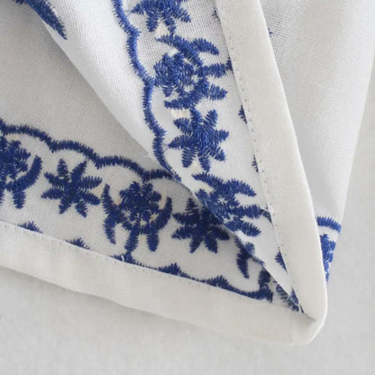 Marlin Embroidered Summer Top In White