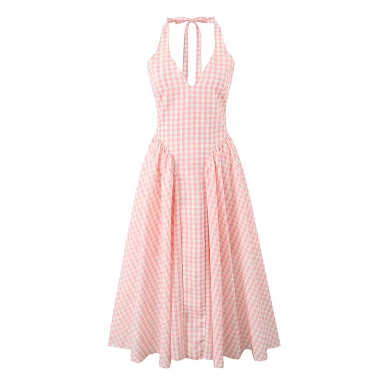 Shireen Drop Waist Midi Dress In Pink