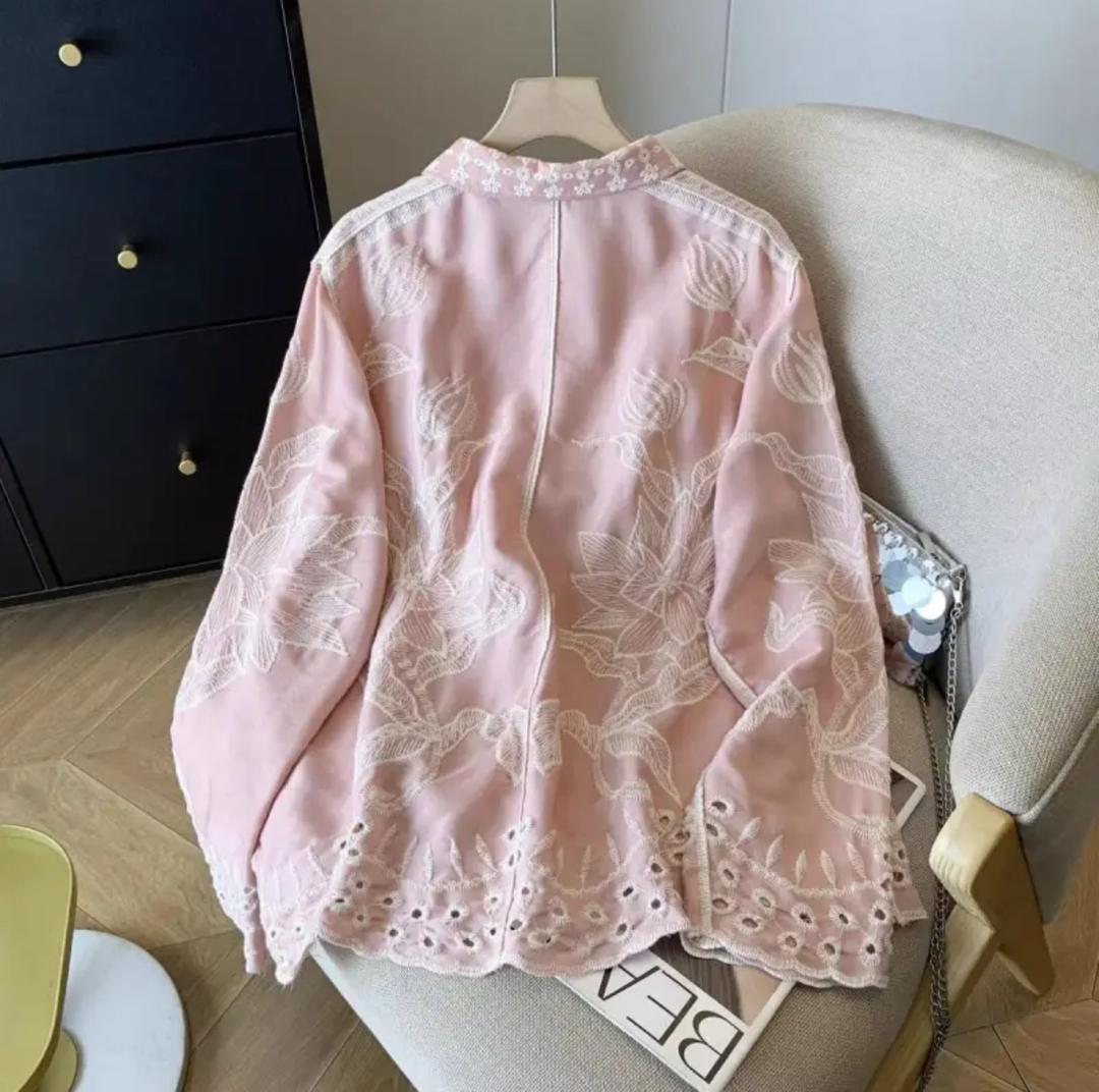 Deli Premium Embroidered Cotton Shirts In Pink