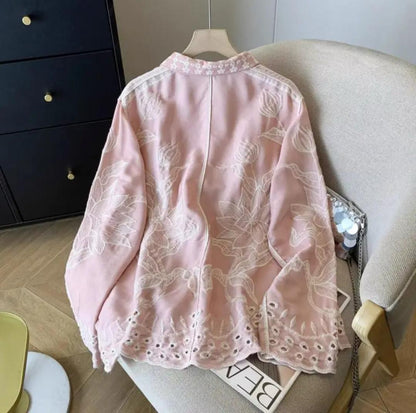 Deli Premium Embroidered Cotton Shirts In Pink