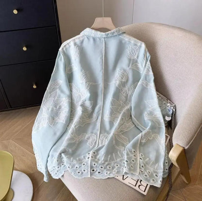 Deli Premium Embroidered Cotton Shirts In Blue