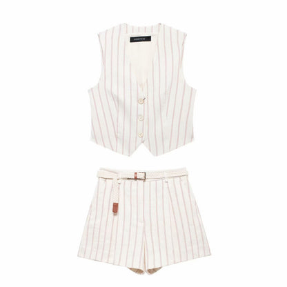 Tarly Striped Summer Coord Set In White