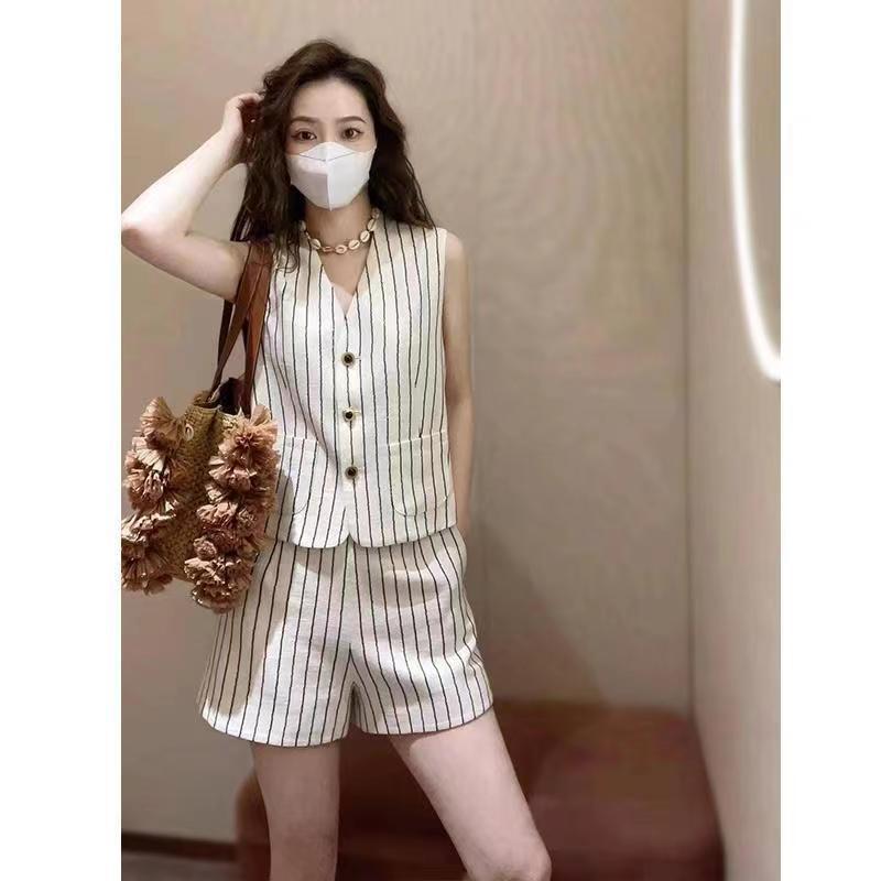 Tarly Striped Summer Coord Set In White