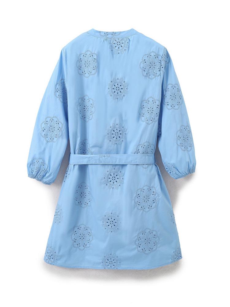 Melon Summer Eyelet Cotton Dress In Blue