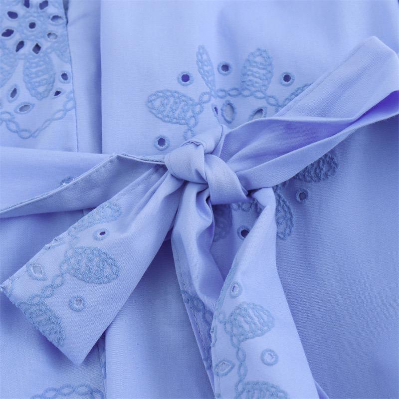 Melon Summer Eyelet Cotton Dress In Blue