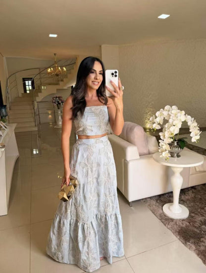 Clarisse Summer Holiday Coord Set In Blue