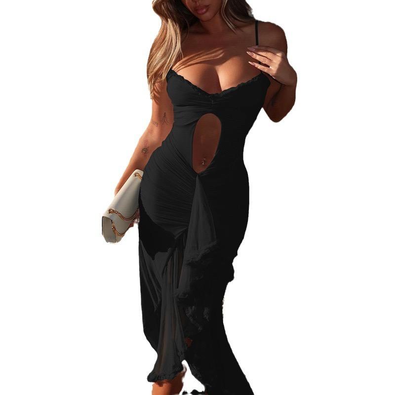 Sidonie Statement Bodycon Mesh Dress In Black