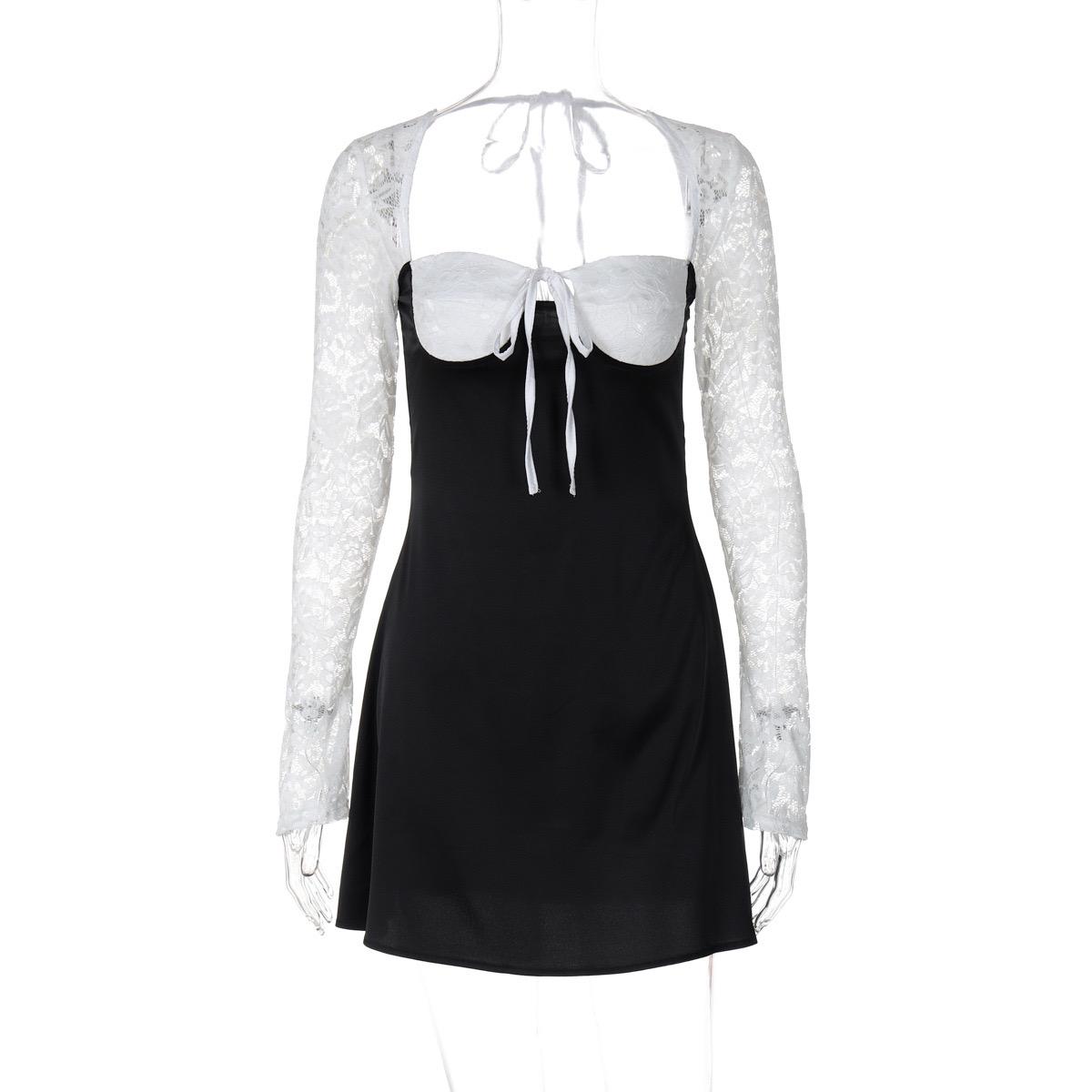 Serbia Lace Mini Dress In Black