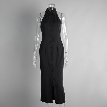 Semi Statement Summer Dress In Black