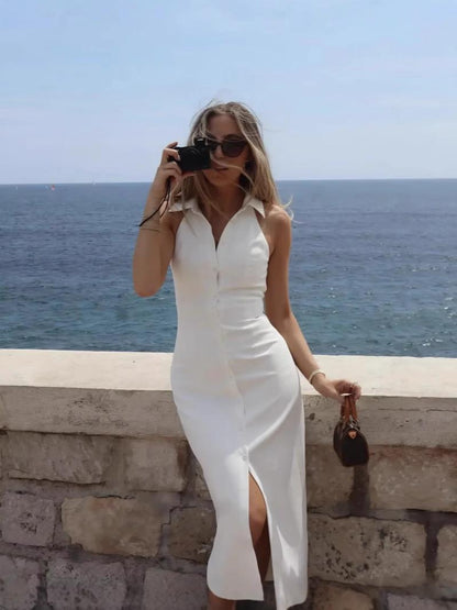Semi Statement Summer Dress In White