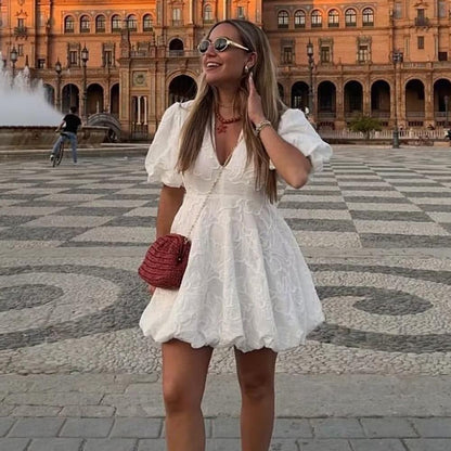 Carly Summer Holiday Dress In White