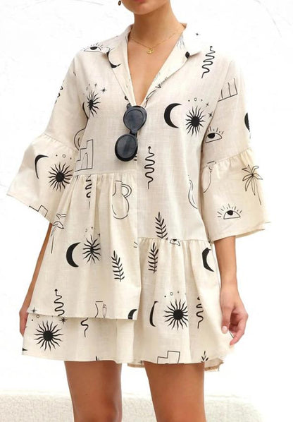 Rubeya Breezy Summer Dress In Off White