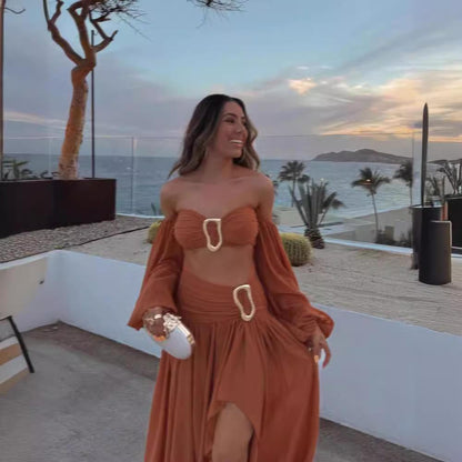 Rica Summer Holiday Coord Set In Rust