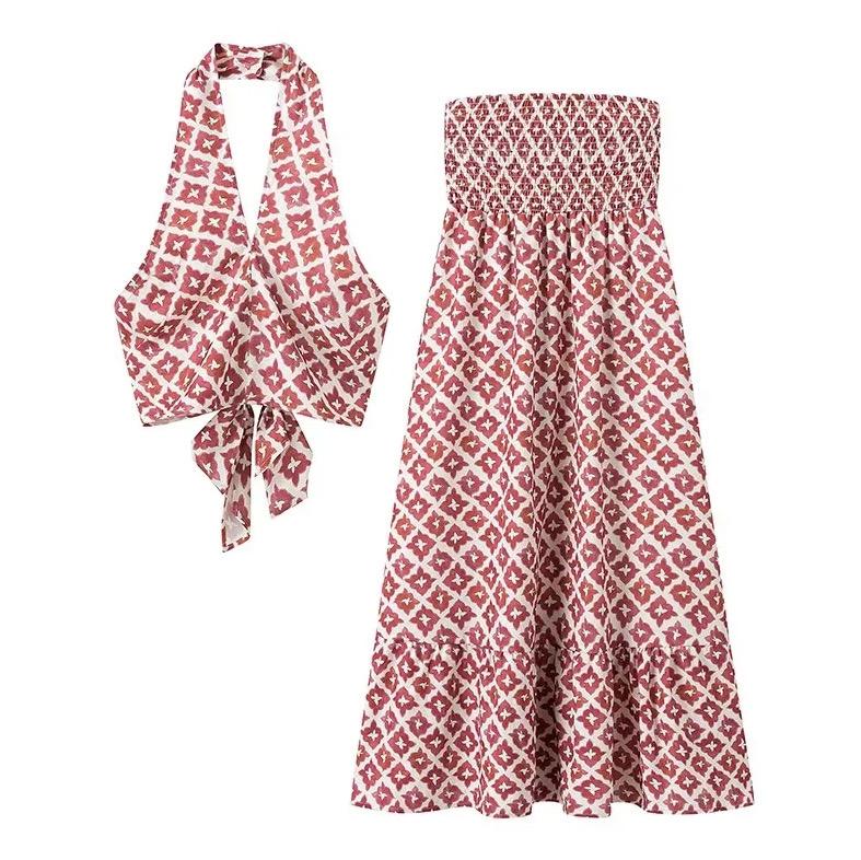 Bellara Printed Summer Coord Set In Rust