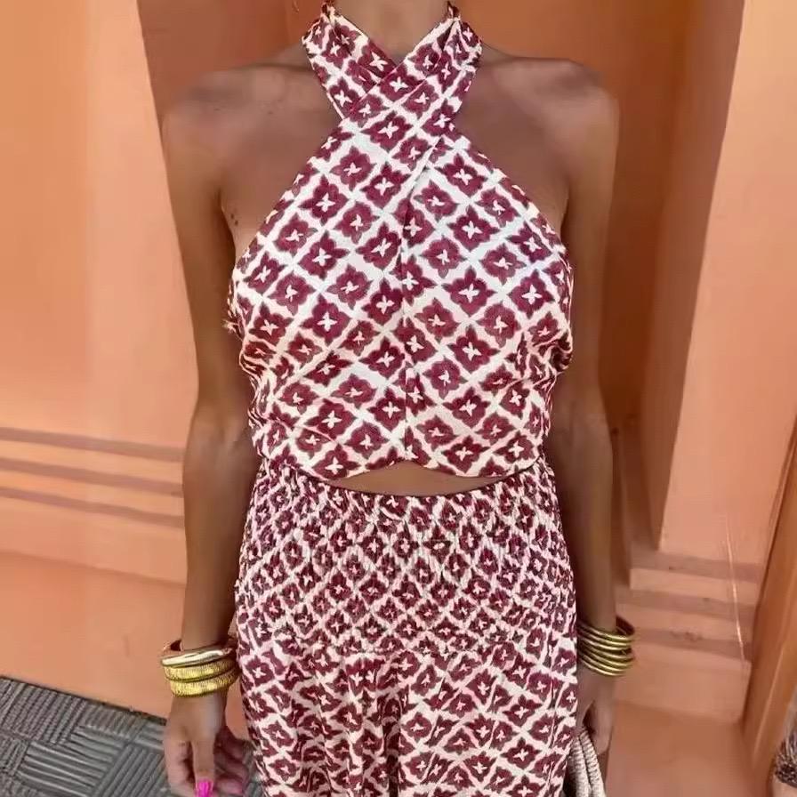 Bellara Printed Summer Coord Set In Rust