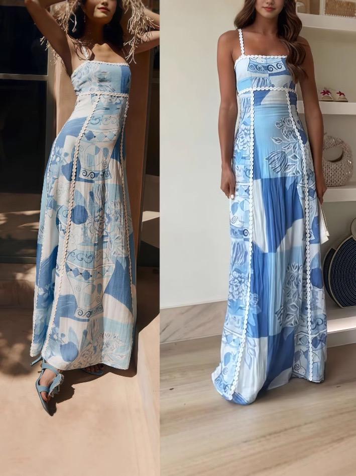 Solara Statement Summer Maxi Dress In Blue
