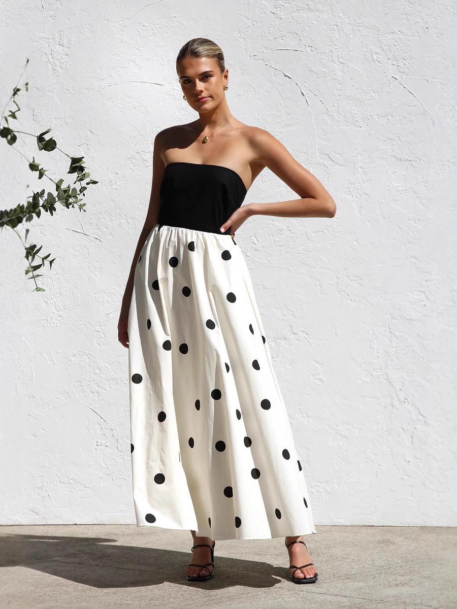 Rosin Polka Offshoulder Maxi Dress In Ivory