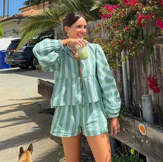 Lumina Striped Summer Coord In Green