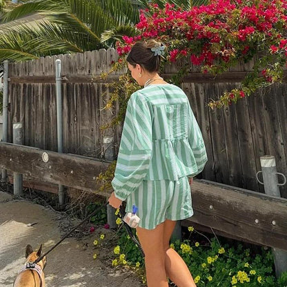 Lumina Striped Summer Coord In Green