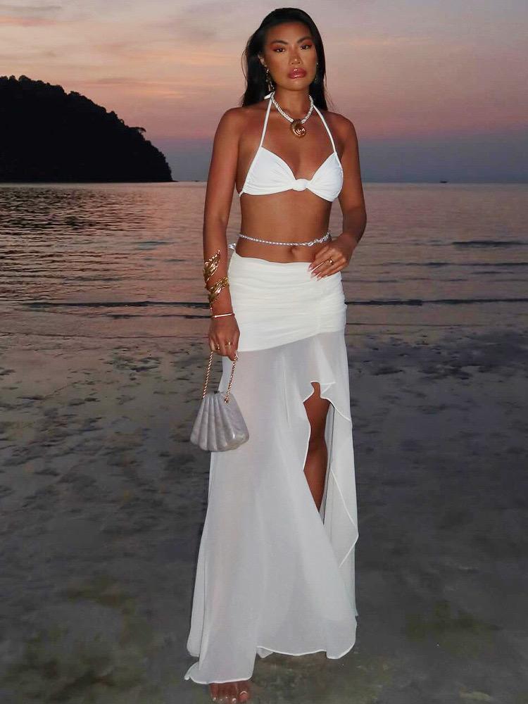 Inessa Summer Holiday Coord Set - Resortwear In White