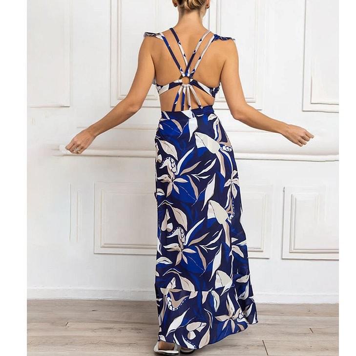 Persian Ruffled Swimsuit With Sarong In Navy Blue