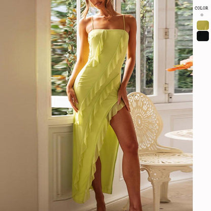 Cresee Ruffled Maxi Dress In Light Yellow