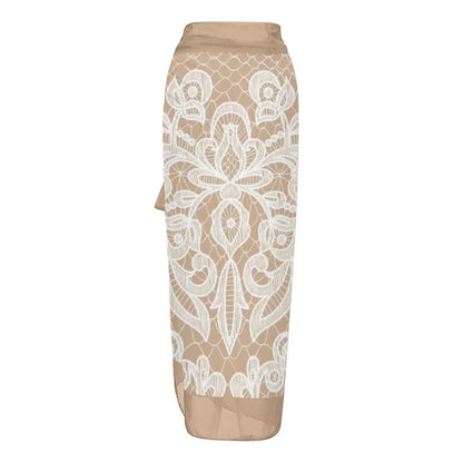 Malibu Swimsuit With Sarong In Beige