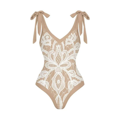 Malibu Swimsuit With Sarong In Beige