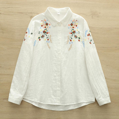 Faina Statement Cotton Shirt In White