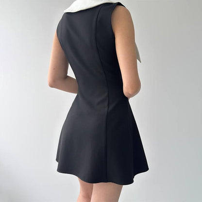 Leriya Luxe Collar Mini Dress In Black