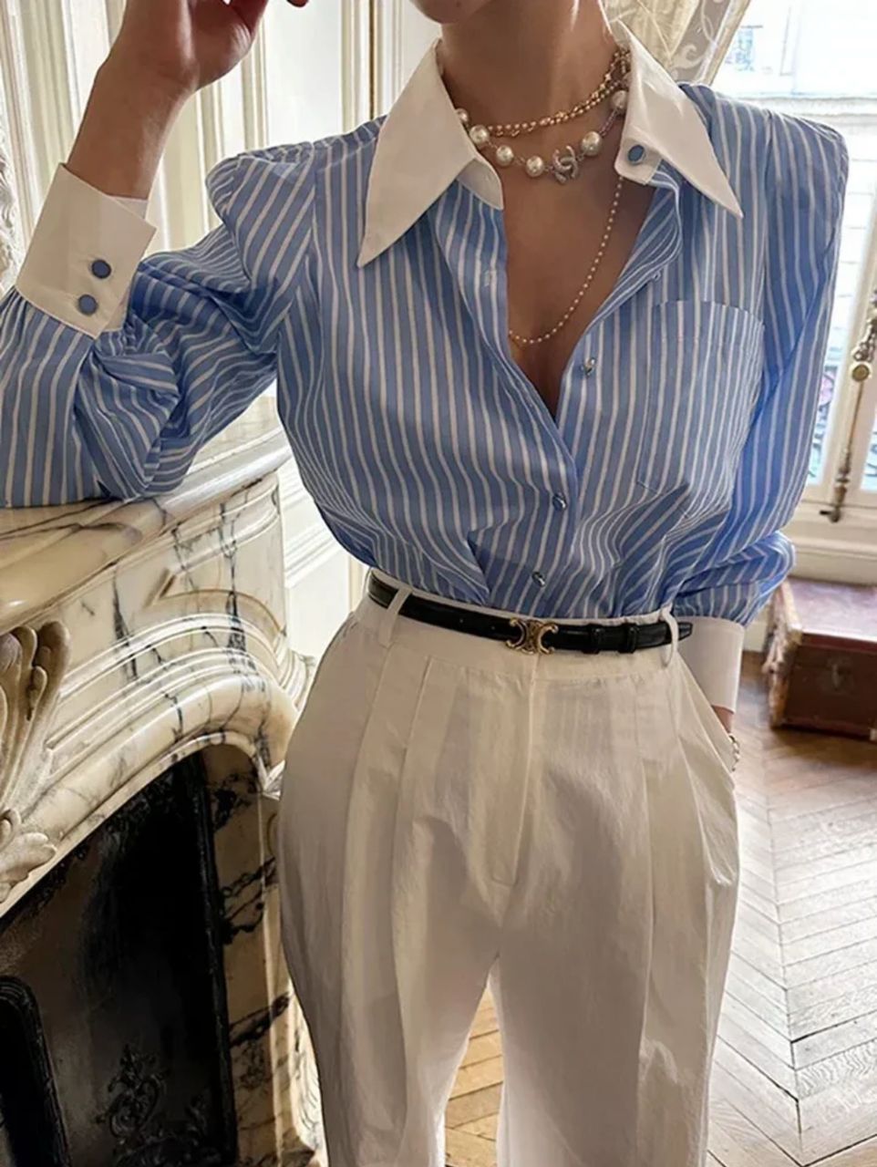 Romello Striped Formal Shirt In Blue