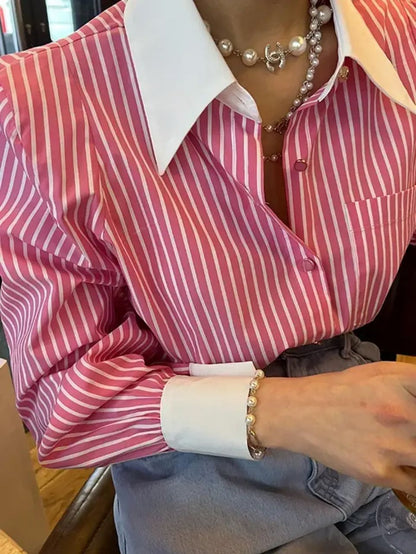 Romello Striped Formal Shirt In Pink