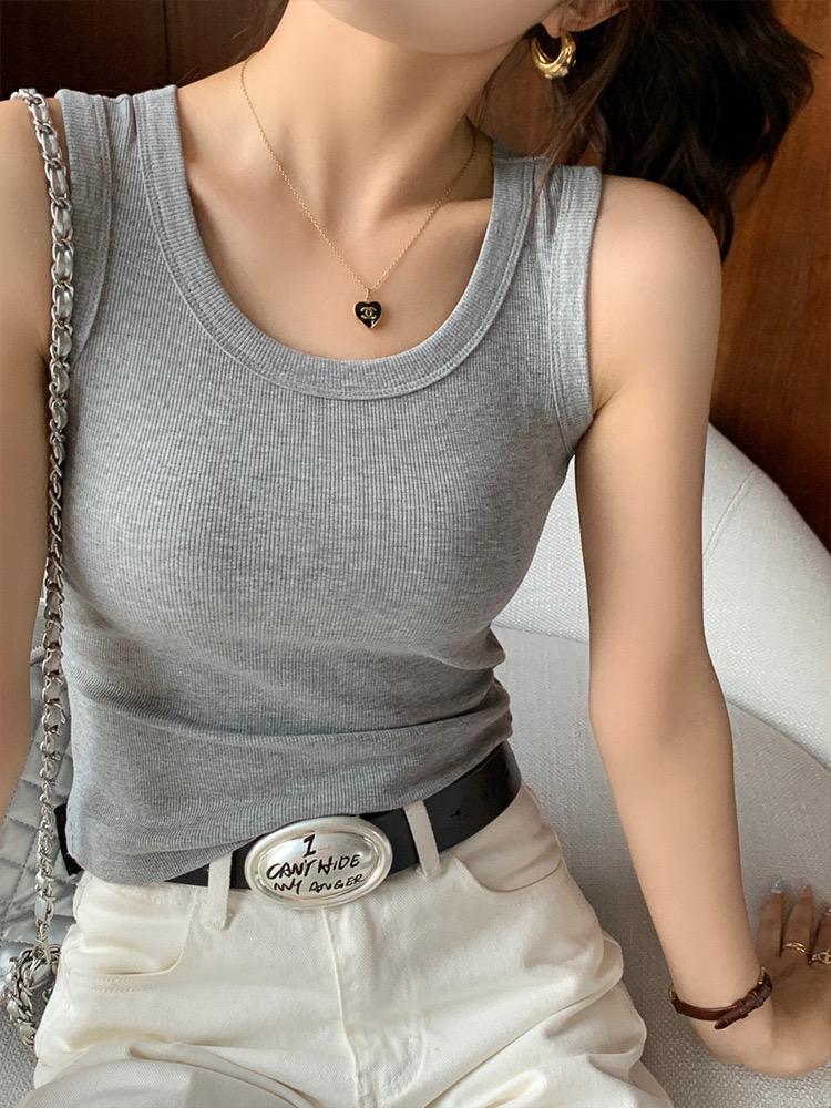 Stormie Tank Top With Inbuilt Bra In Light Grey