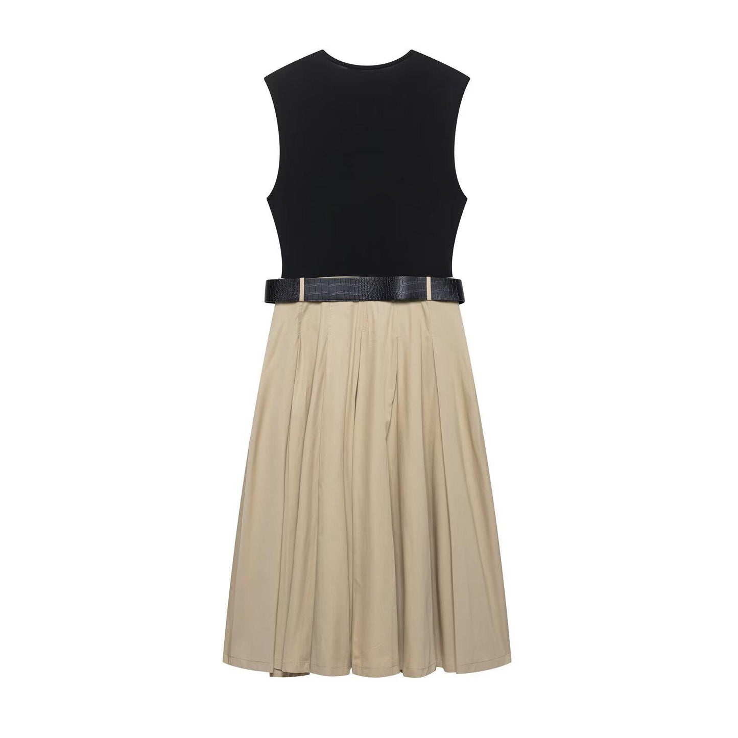 Lucy Luxe Elegant Pleated Dress  With Belt