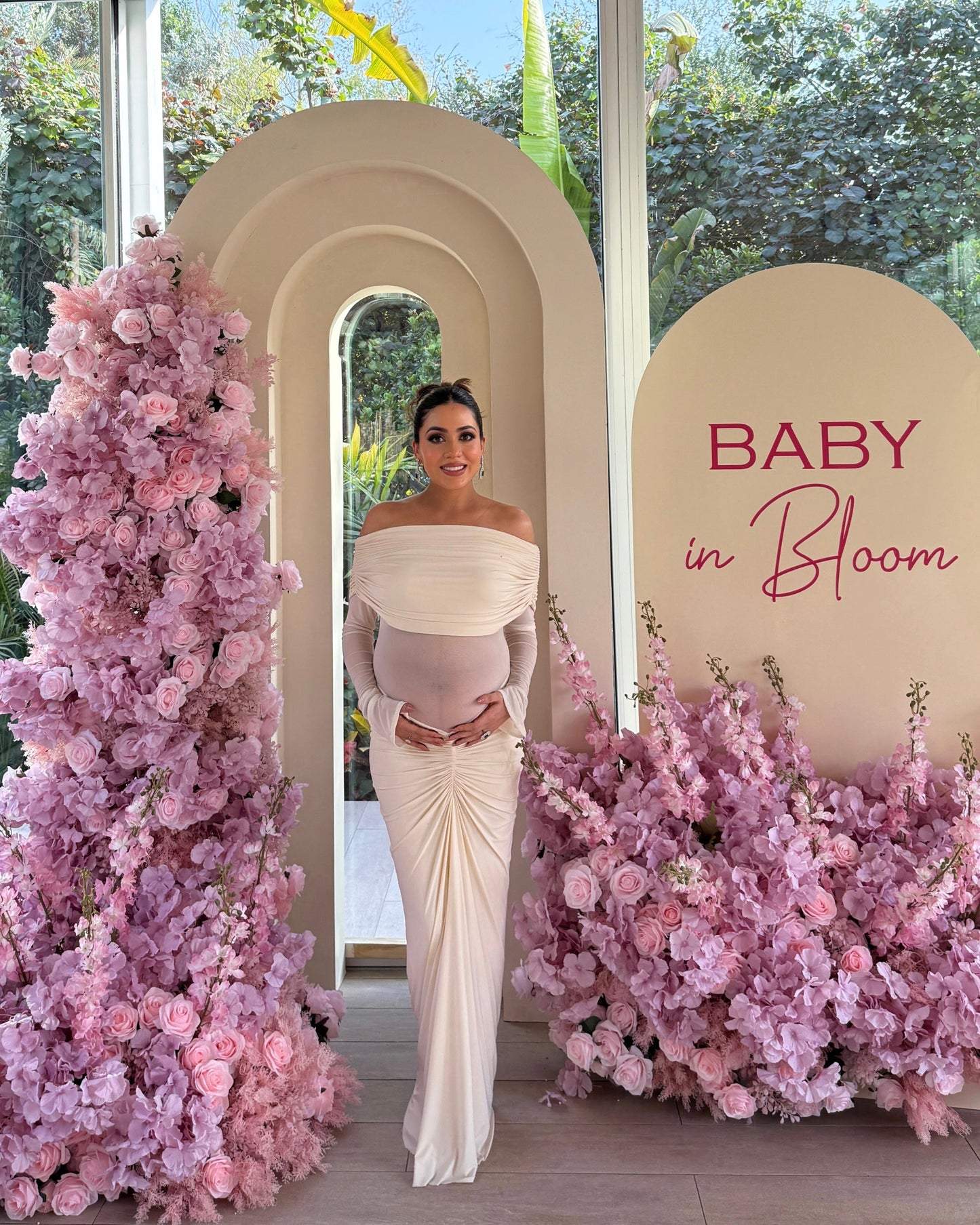 Saya Luxe Bodycon Maxi Dress in Off White