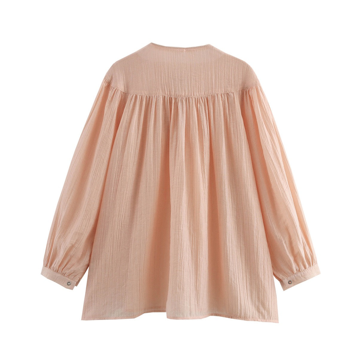 Elara Lace-Up Oversized Summer Top In Peach