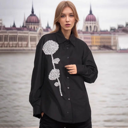 Bjorn Embellished Oversized Shirt In Black