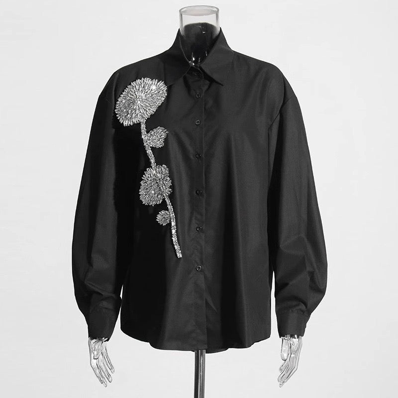 Bjorn Embellished Oversized Shirt In Black