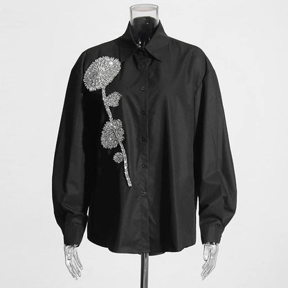 Bjorn Embellished Oversized Shirt In Black