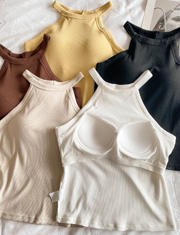 Tassie Tank Tops with Inbuilt Bra In White