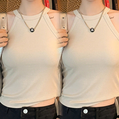 Tassie Tank Tops with Inbuilt Bra In Beige