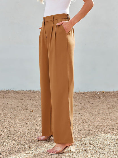 Riley Wide Leg High Waist Pants In Brown